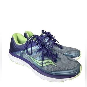 Saucony Guide ISO Everun running shoes in purple and green sz 12.